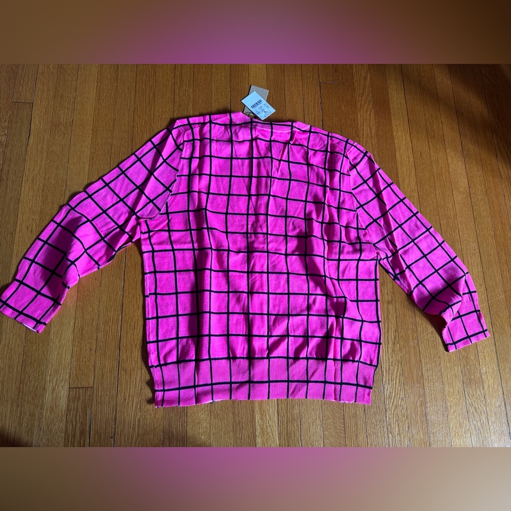 2013 J. Crew Factory Claire Cotton Cardigan in Fuchsia Window, Size L, NWT - Picture 10 of 11